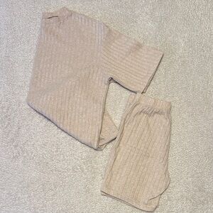 🖤 SHEIN Beige Ribbed Lounge Set – Women’s Size Small